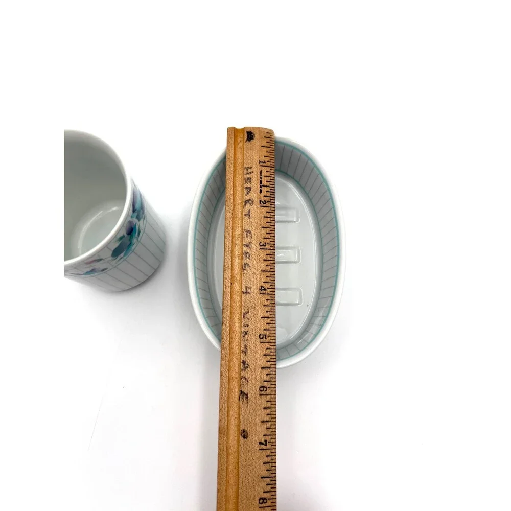 Vintage Sabrina by Andre Richard Co Soap Dish and Cup Set, 80s Decor